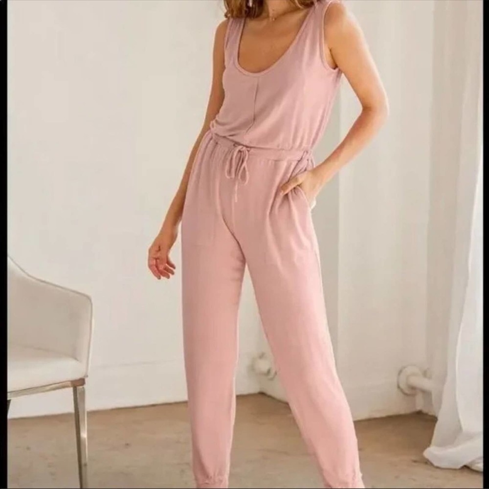 Lulus Tie Waist Rose Jumpsuit - XS